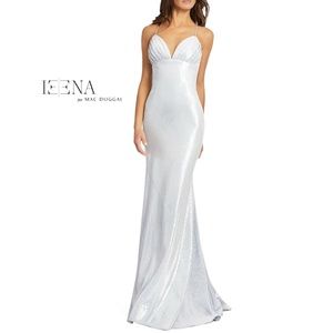 IEENA FOR MAC DUGGAL Sequin Trumpet Gown In Shimmering Ice